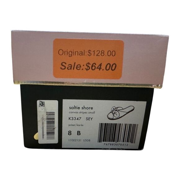 Kate Spade Saltie Shore Espadrille Blue/White Slip On Slide Sandal Sz 8B - Picture 8 of 8